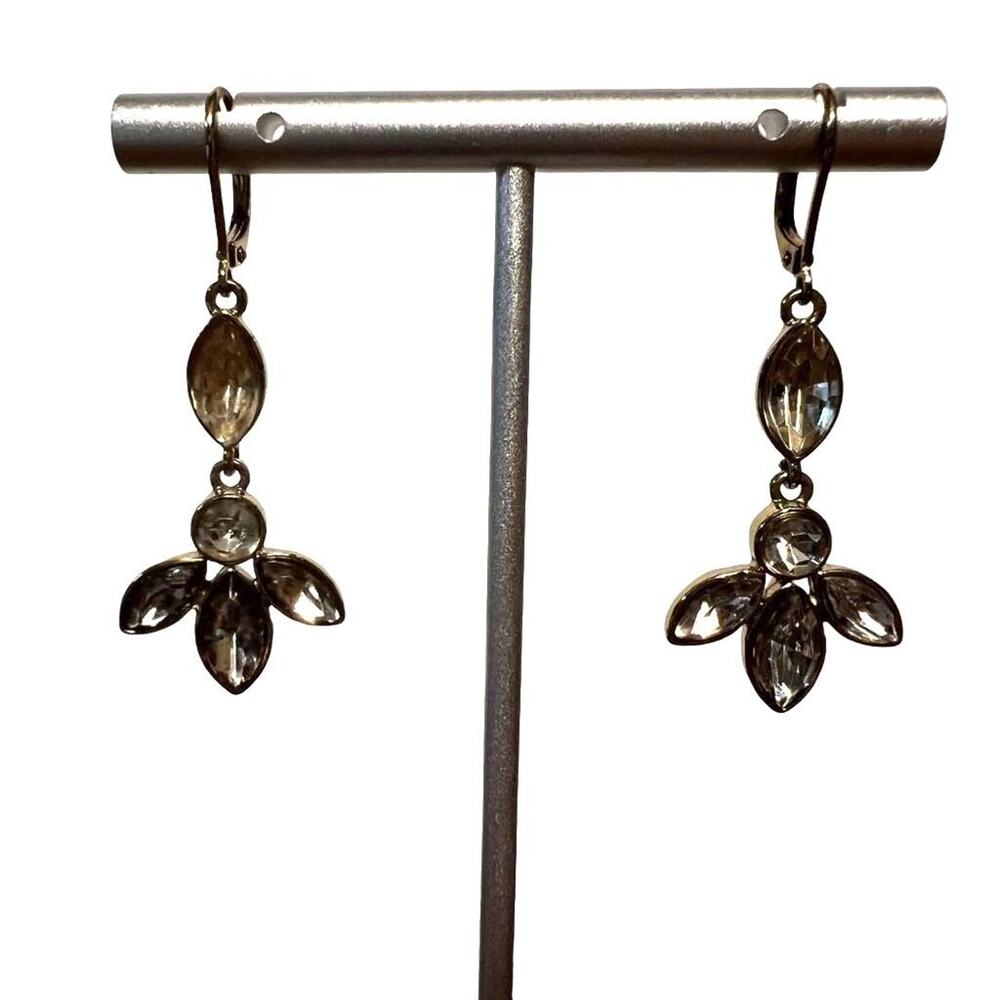 Elegant Earrings Gold Tone Floral Dangle